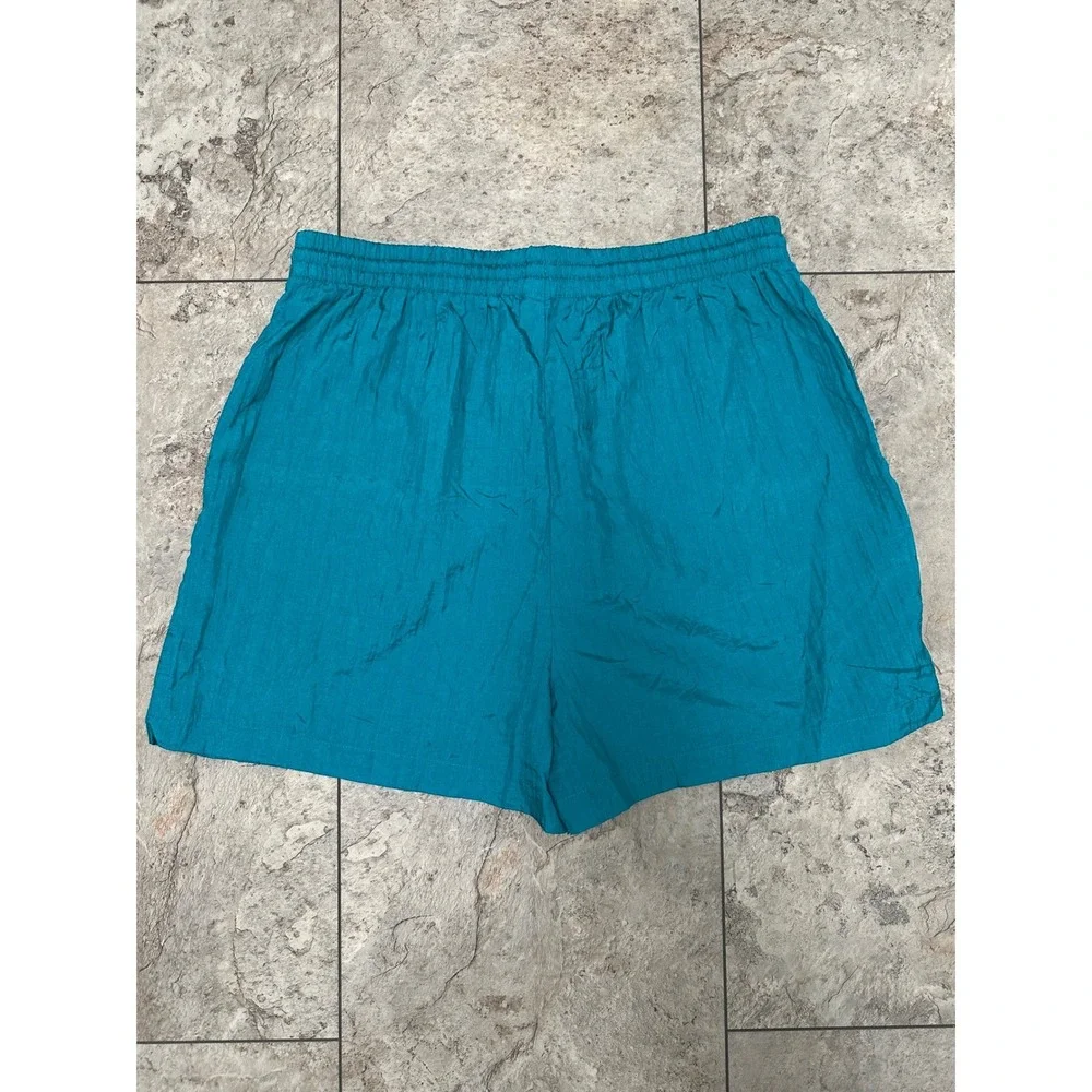 The Body Co Vintage Teal Blue Athletic Shorts Elastic Waist 90s Sportswear READ‎